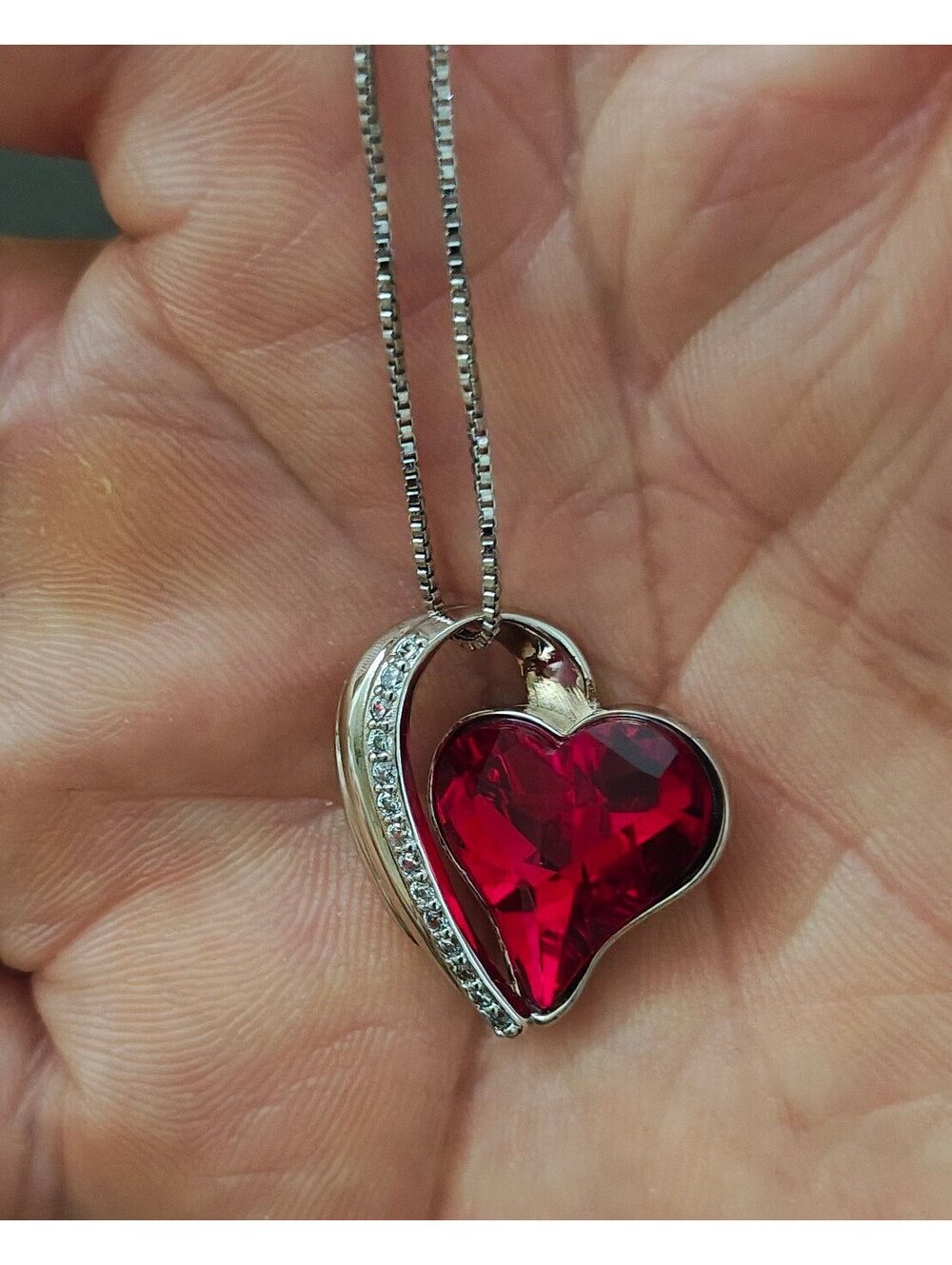 Infinity Love January Birthstone Heart Crystal Silver Tone Pendant Necklace